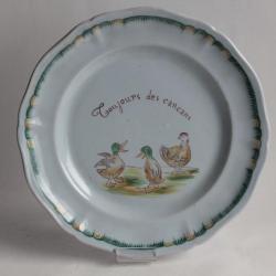 Émile GALLÉ Assiette faïence Canards Toujours des cancans