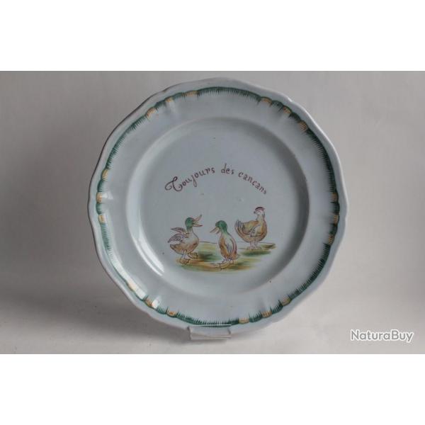 mile GALL Assiette faence Canards Toujours des cancans