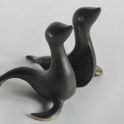 Walter BOSSE Bronze Viennois Serre-livres Otaries