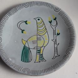 Assiette céramique Jacques SAGAN Vallauris Oiseau