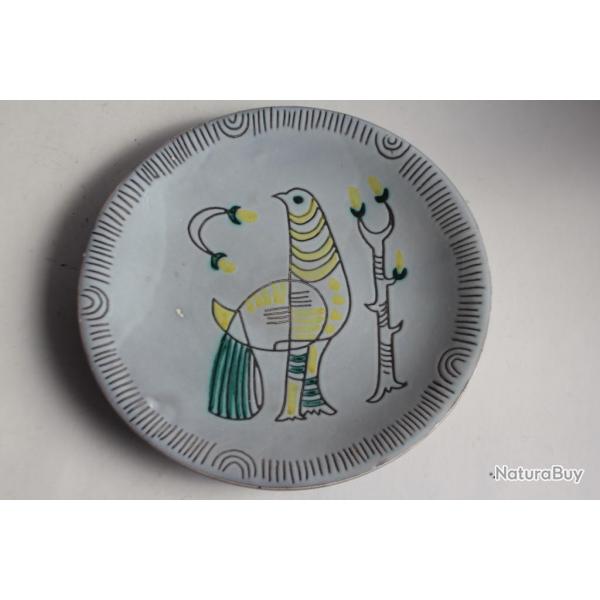 Assiette cramique Jacques SAGAN Vallauris Oiseau