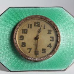 Pendulette argent émail guilloché Art déco