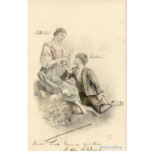 CPA illustre Couple amour dclaration d'amour 1902