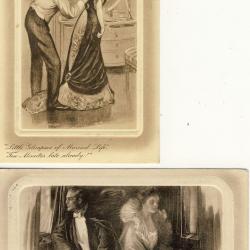 2 CPA illustrée Couple amour mariage married love cadre en relief