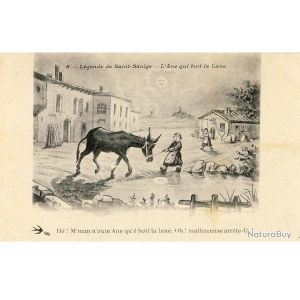 CPA illustre Lgende de Saint Saulge L'ne qui boit la Lune