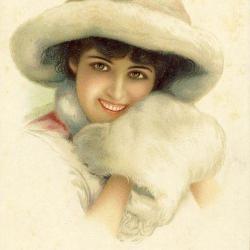 CPA illustrée Femme Mode Sourire Anglais England Full of Mischief