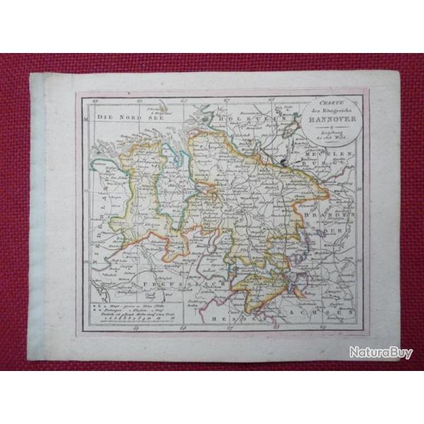 Ancienne Gravure Carte Allemagne HANNOVER poque 1820
