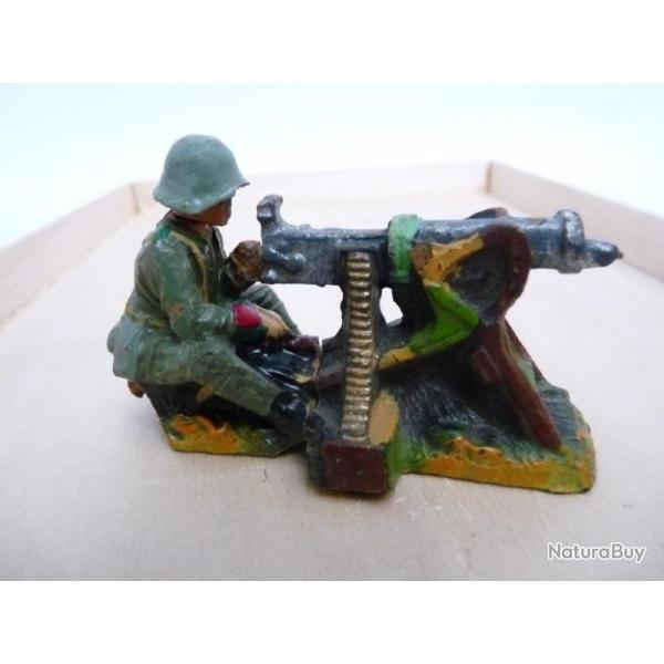 Soldat ELASTOLIN ou LINEOL ? Militaire Mitrailleuse Artillerie Jouet Militaria