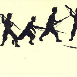 CPA illustrée Guerre 1914-18 Soldat Ombres en noir et blanc