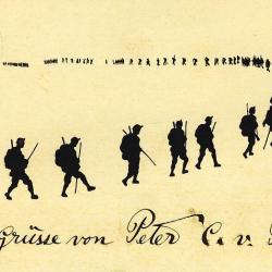 CPA illustrée Guerre 1914-18 Soldat Ombres en noir et blanc