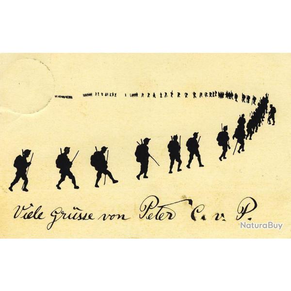 CPA illustre Guerre 1914-18 Soldat Ombres en noir et blanc