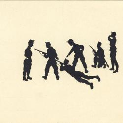 CPA illustrée Guerre 1914-18 Soldat Ombres en noir et blanc