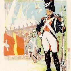 CPA SUISSE Genève Fête du 1er Juin 1901 Soldat Suisse