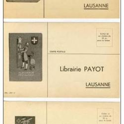 3 CP Publicité Almanach Pestalozzi Librairie PAYOT Lausanne Suisse