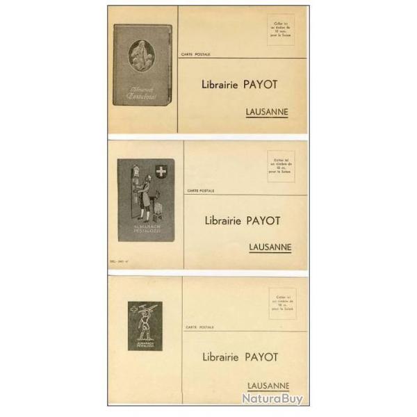 3 CP Publicit Almanach Pestalozzi Librairie PAYOT Lausanne Suisse