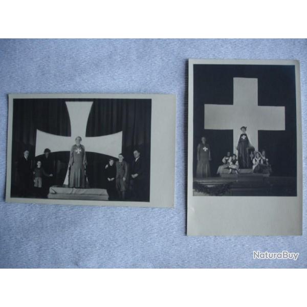 2 CP photos Fte Suisse Croix Costume Folklore
