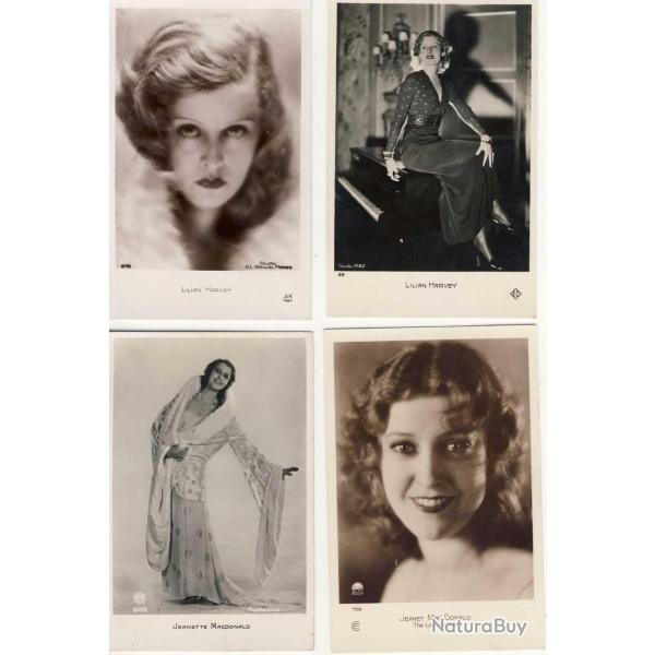 Lot de 4 CP Photo Artiste Lilian Harvey Jeanet Mac Donald