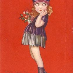 CPA illustrée S. BOMPARD Petite fille en mini jupe Mode Femme