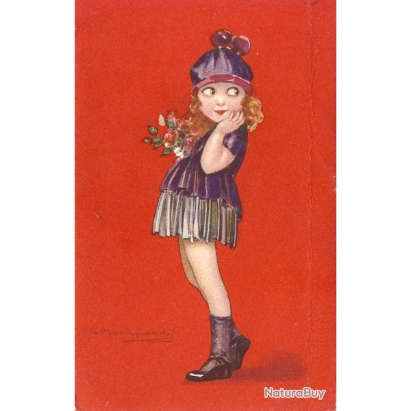 CPA illustre S. BOMPARD Petite fille en mini jupe Mode Femme