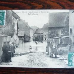 CPA 90 TERRITOIRE DE BELFORT DELLE Inondation 1910 Rue Schérer