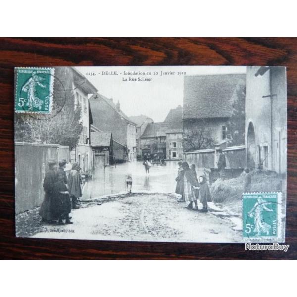 CPA 90 TERRITOIRE DE BELFORT DELLE Inondation 1910 Rue Schrer
