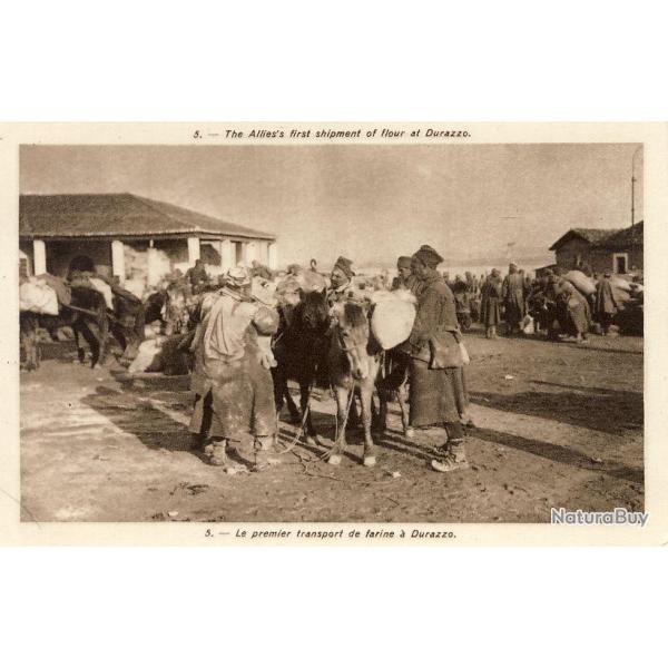 CPA Militaria Peintre Serbe Valitch Transport de farine Durazzo Guerre