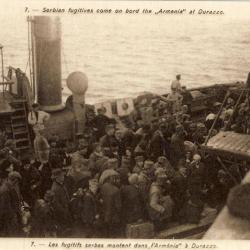 CPA Militaria Peintre armée Serbe Valitch fugitifs Serbes Durazzo Guerre