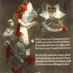 CPA militaria Guerre Général JOFFRE Etoile Armées France Poême signé Boula