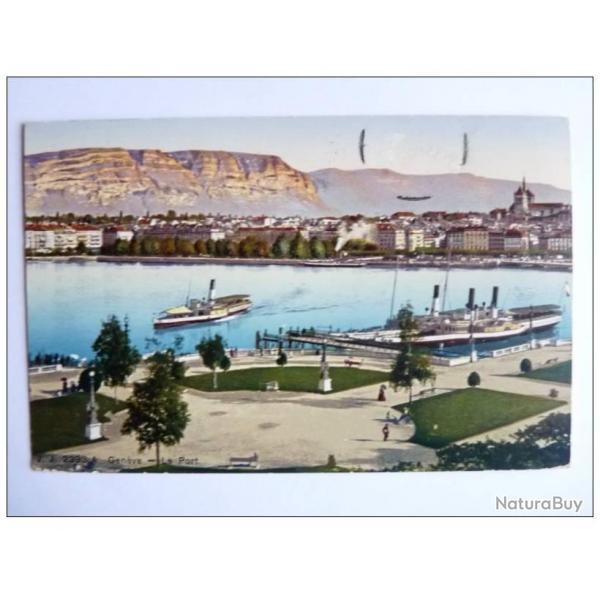 CPA Suisse Genve  Le Port Bateau Lac Lman 1912
