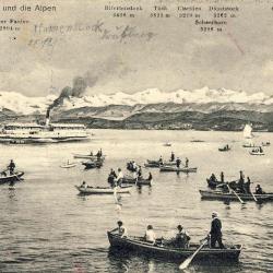 CPA Suisse Zurich Zürichsee und die Alpen Bateaux barque lac