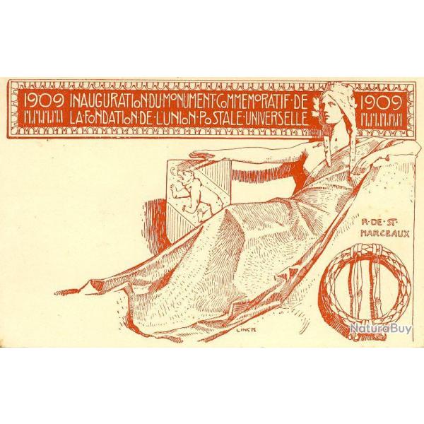 Entier postal CPA Suisse Inauguration 1909 R. de ST. MARCEAUX signe Linck