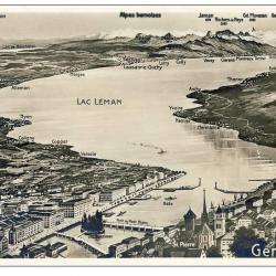CP Suisse Genève Lac Léman et villages du bord du lac + cachet