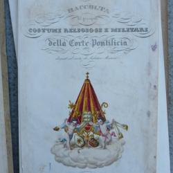 Gravure 1830 Costumi della Corte Pontificia Costume Militaire Religieux