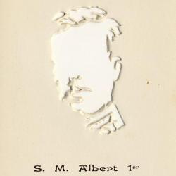 CPA S. M. Albert 1er de Belgique Carte découpée jeu d'ombre en contour