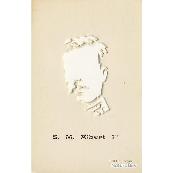 CPA S. M. Albert 1er de Belgique Carte dcoupe jeu d'ombre en contour