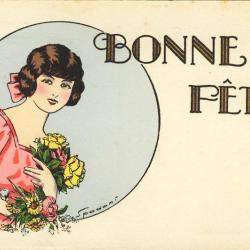 CPA illustrée SPADONI Femme Bonne fête