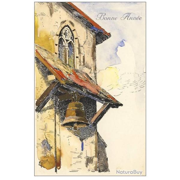 CPA illustre peinte Bonne anne Superbe cloche