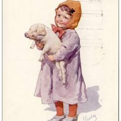 CPA illustrée Bonne Année FEIERTAG K. BKWI cochon
