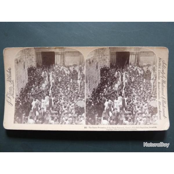 Photographie Photo Stereo Easter Procession Church Jerusalem Eglise