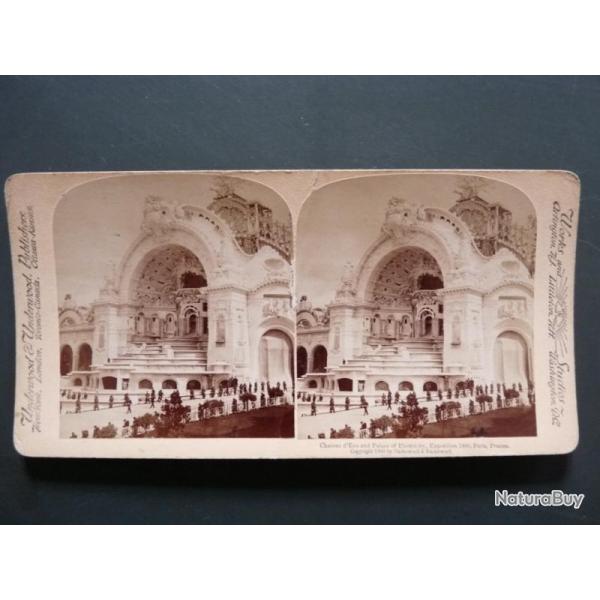 Photographie Photo Stereo chteau Palace Exposition 1900 Paris France