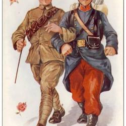 CPA illustrée Soldat uniforme joyeux humour anglais