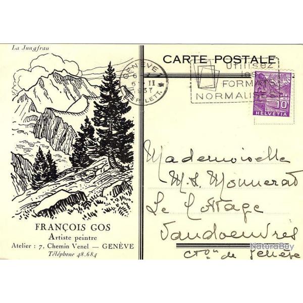 CP Artiste peintre Franois GOS Genve La Jungfrau Signe Gos