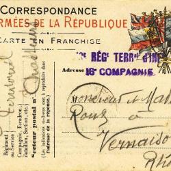 Correspondance des armées de la République Franchise 1915 Militaria Guerre