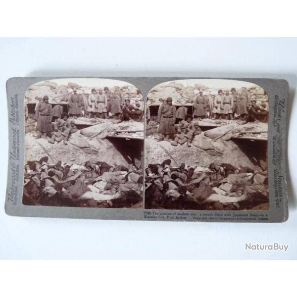 Photographie Photo Stereo Guerre Japon/Russie Charnier Morts