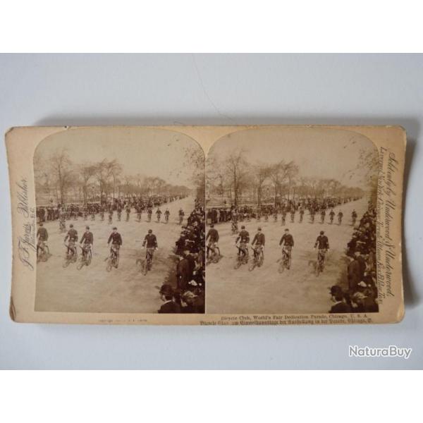 Photographie Photo Stereo Bicycle Club Cycliste Chicago USA