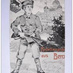 CPA Carte Postale illustrée Suisse Berne Kadetlengrufs aus Bern Soldat