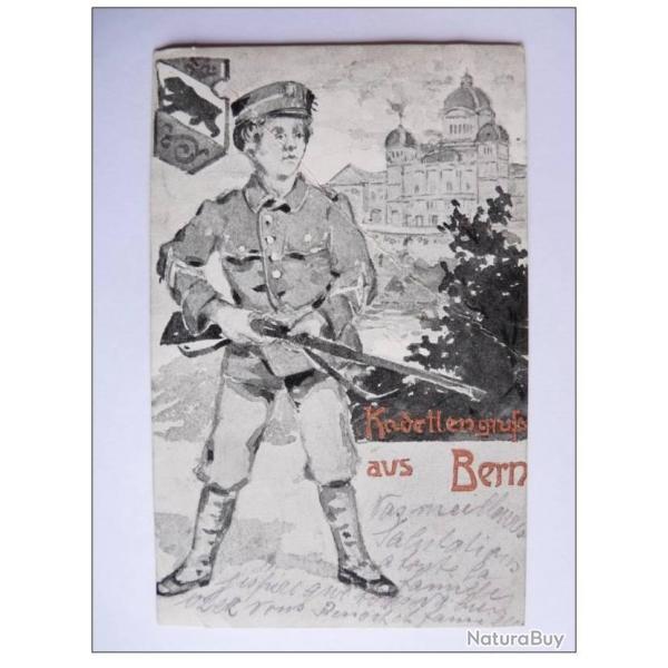 CPA Carte Postale illustre Suisse Berne Kadetlengrufs aus Bern Soldat