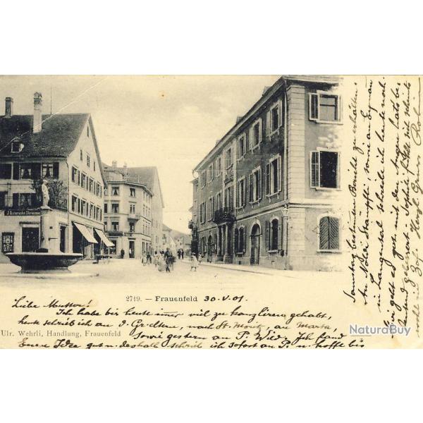 CPA Suisse THURGOVIE FRAUENFELD Rue anim du petit village militaria
