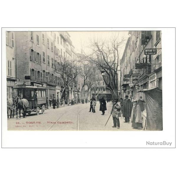 CPA 83 VAR Toulon Place Gambetta Trs anim Fiacre Commerces