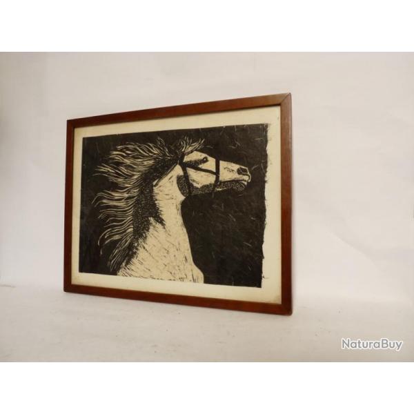 Encre originale sur papier chiffon Cheval Dessin